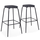 TABOURETS HAUTS EFFET CUIR ET BOIS - NEW YORK - LOT DE 2