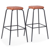 TABOURETS HAUTS EFFET CUIR ET BOIS - NEW YORK - LOT DE 2
