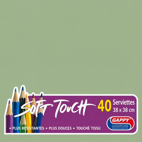 Serviettes soft touch 38x38cm 2 plis – Serviettes Jetables – HygiRéa