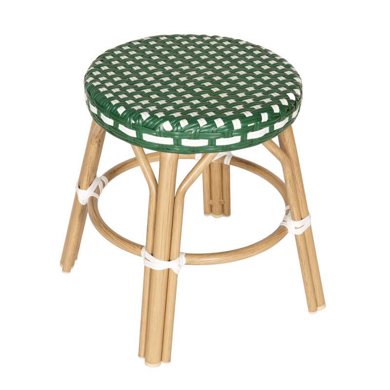 TABOURET BAS EN ALUMINIUM ET ROTIN SYNTHÉTIQUE - BELEVILLE
