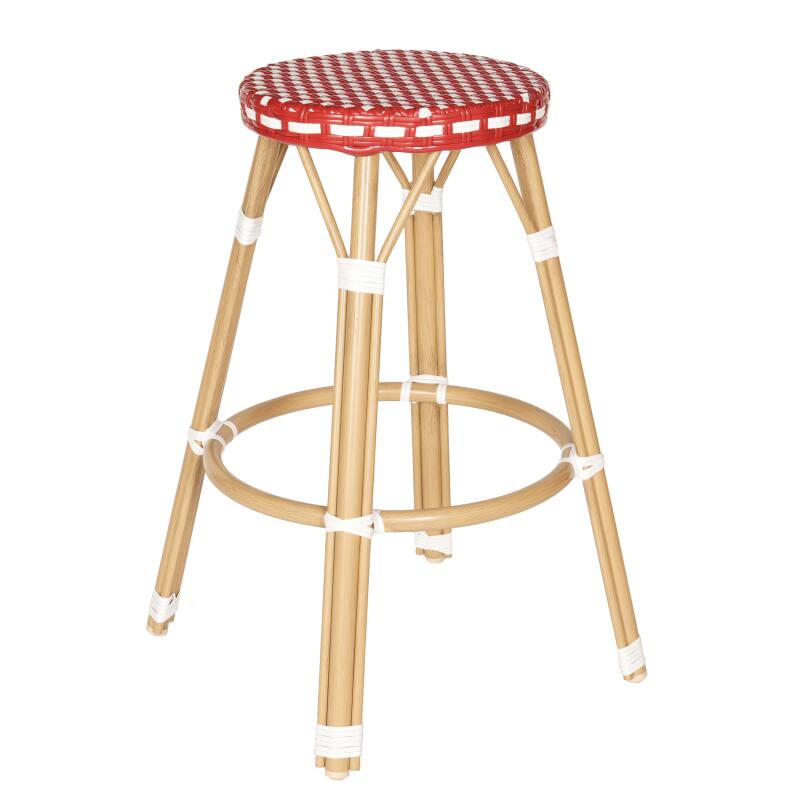 TABOURET DE BAR EN ALUMINIUM ET ROTIN SYNTHÉTIQUE - BELEVILLE