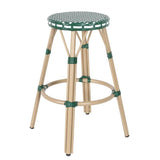 TABOURET DE BAR EN ALUMINIUM ET ROTIN SYNTHÉTIQUE - BELEVILLE